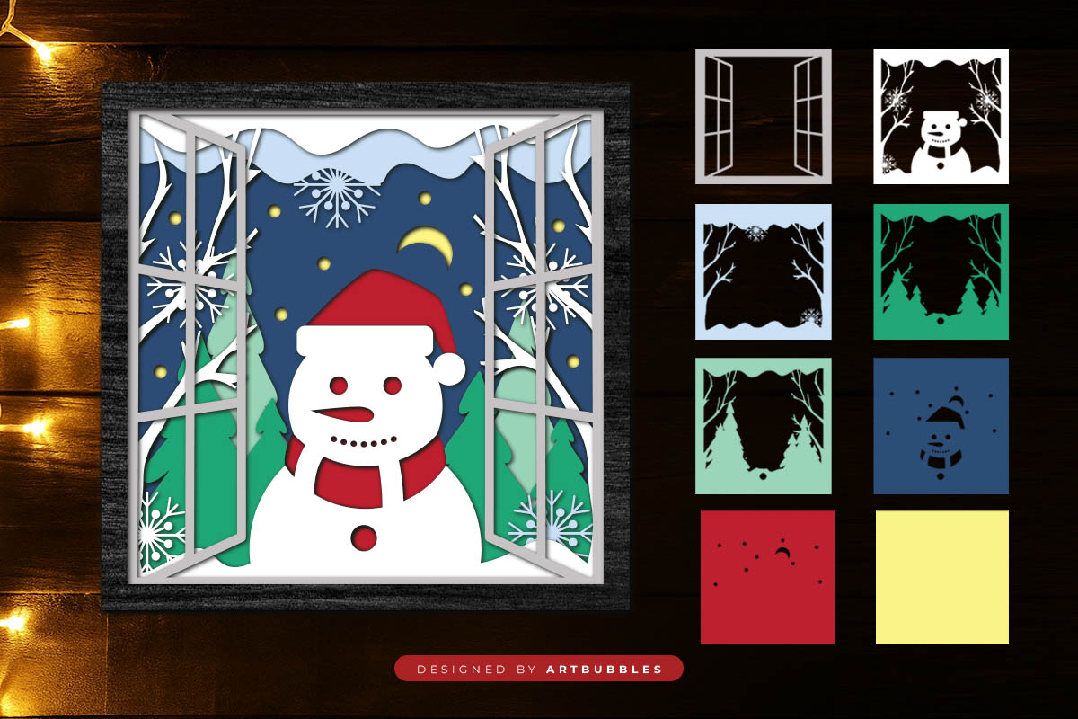 Snowman Christmas 3D Shadow Box SVG Image 2.jpg