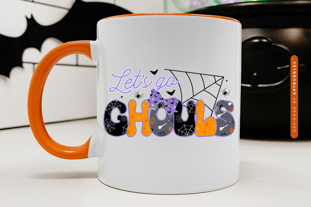 Let's Go Ghouls - Coquette Retro Halloween Sublimation Mug Mockup Image.jpg