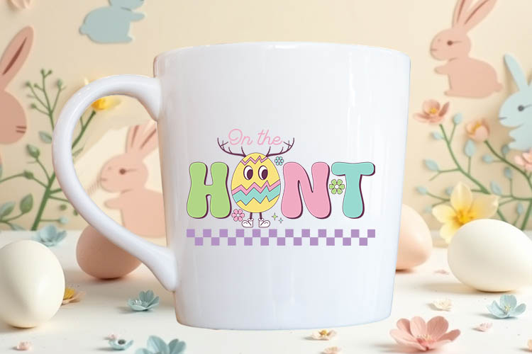 On the Hunt - Retro Easter Sublimation Transfer Mug Mockpu Image.jpg