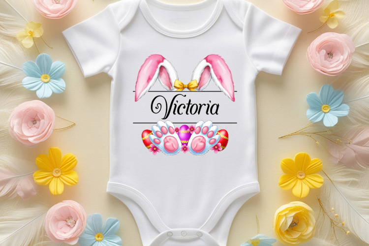 Cute Easter Bunny Split Monogram PNG Clipart Onesie Mockup Image.jpg