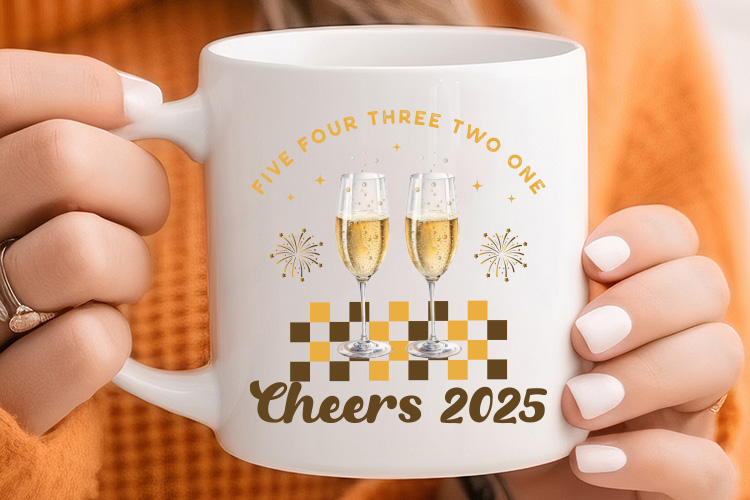 Five Four Three Two One Cheers to 2025, New Year Sublimation Mug Mockup Image.jpg
