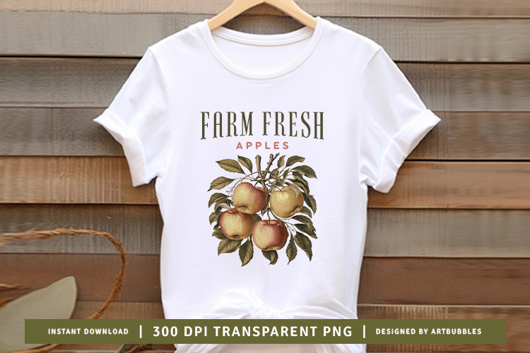 Farm Fresh Apples - Vintage Fruit Sublimation Shirt Mockup Image.jpg