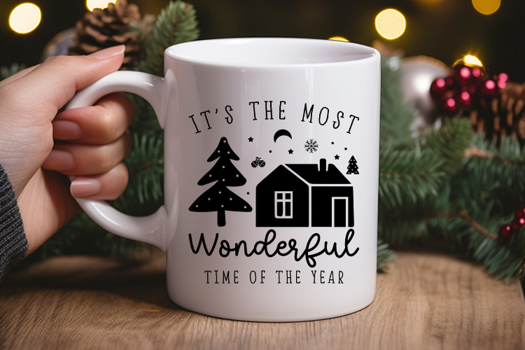Most Wonderful Time of the Year - Boho Christmas SVG File Mug Mockup Image.jpg