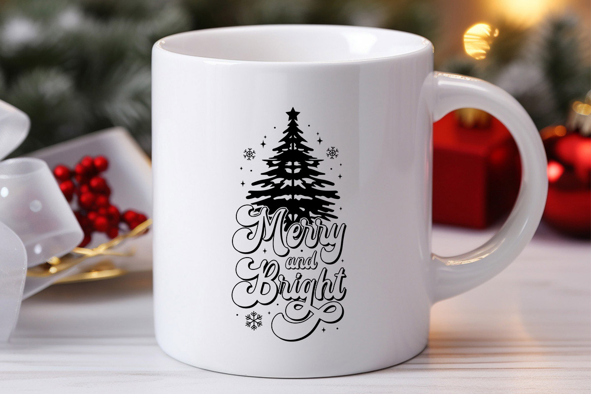 Merry and Bright - Vintage Christmas SVG Mug Mockup image.jpg