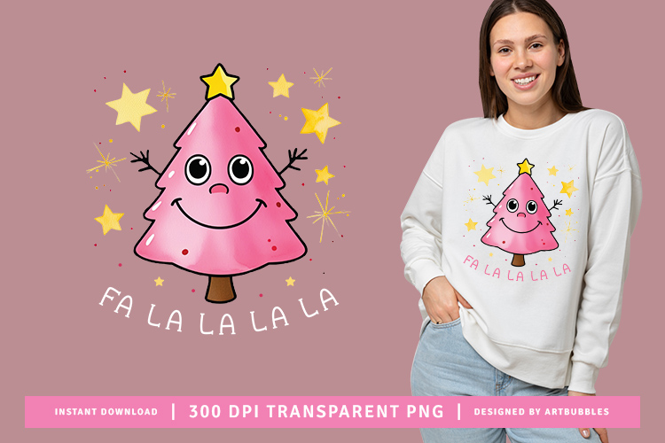 Fa La La La - Pink Christmas Sublimation PNG Image.jpg