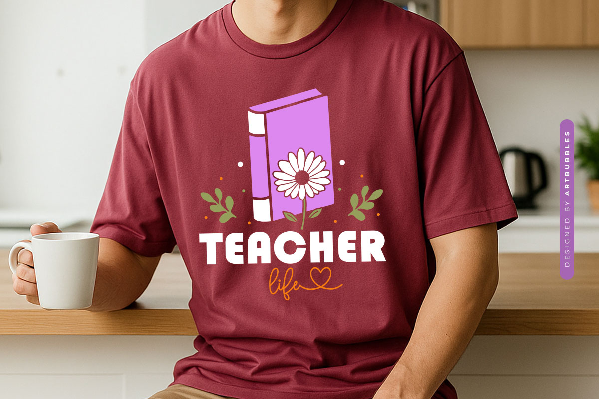 Floral Teacher Life Vector SVG Shirt Mockup Image.jpg