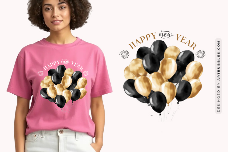 Happy New Year Sublimation PNG Design