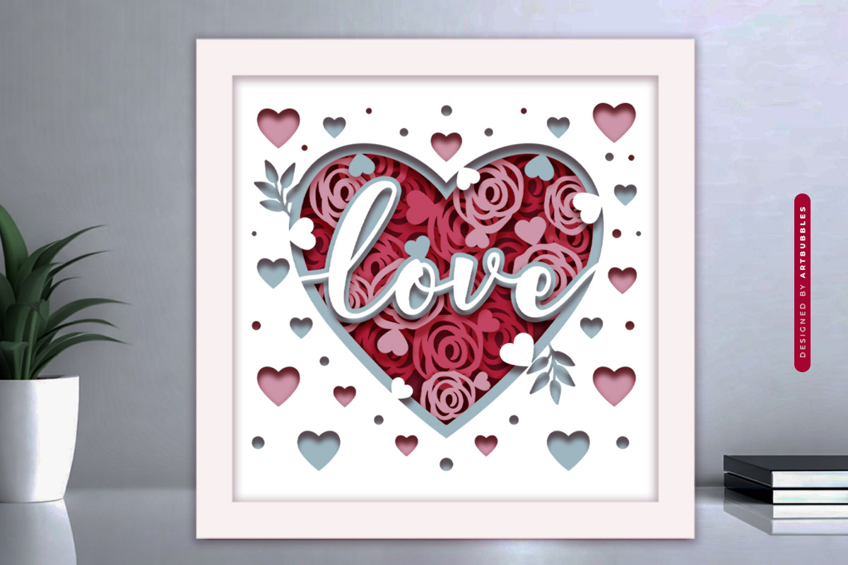 3D Heart Valentines Shadow Box SVG Design Image 3.jpg