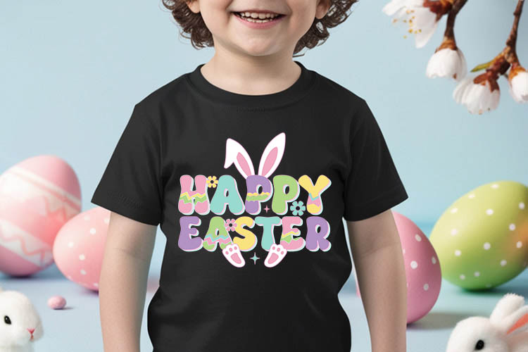Retro Happy Easter Sublimation Transfer Tshirt Mockup Image.jpg