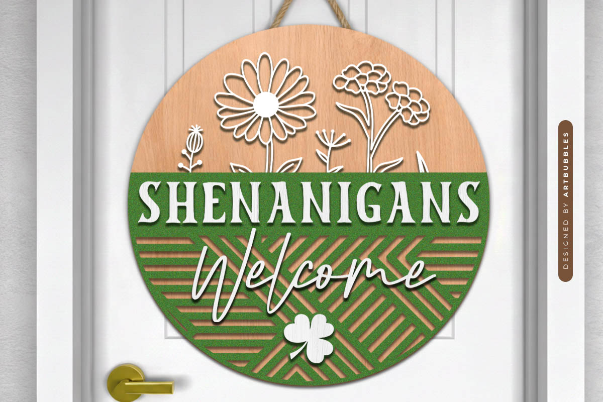Shenanigans St Patrick's Day Door Hanger SVG