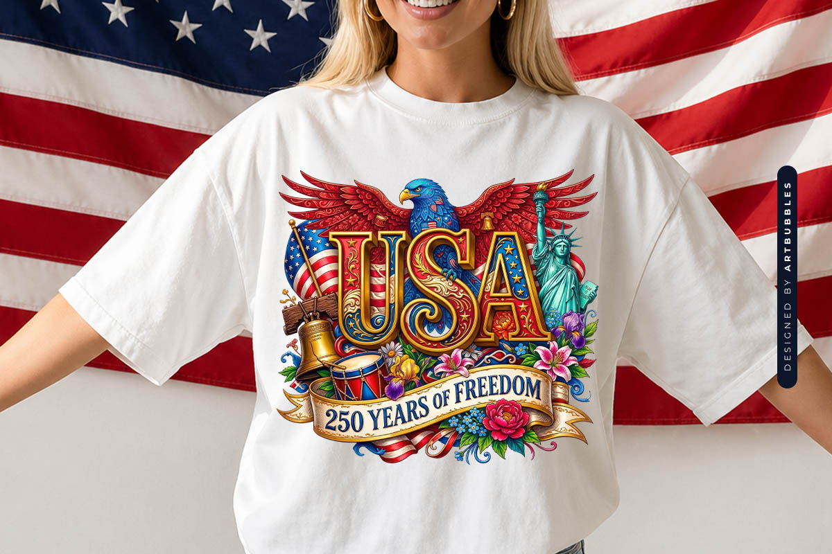 USA 250 Years of Freedom Sublimation PNG