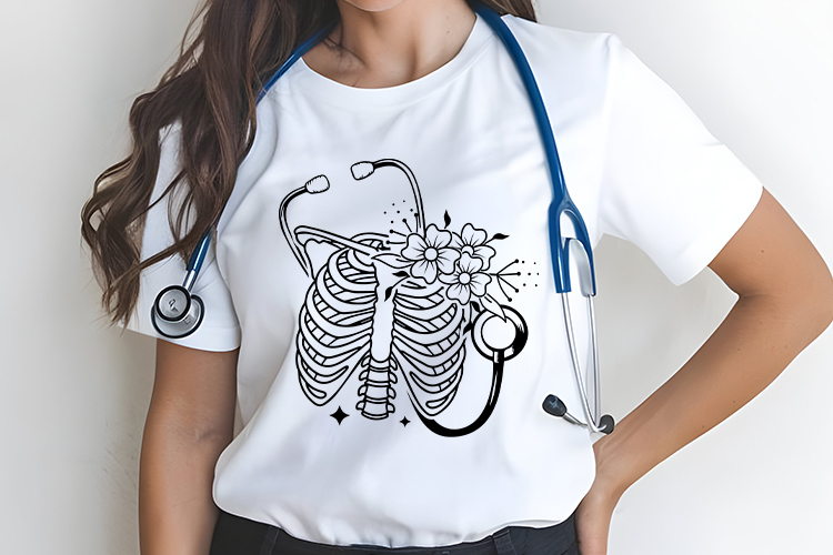 Floral Stethoscope Ribcage Clip Art SVG Vector Tshirt Mockup Image.jpg