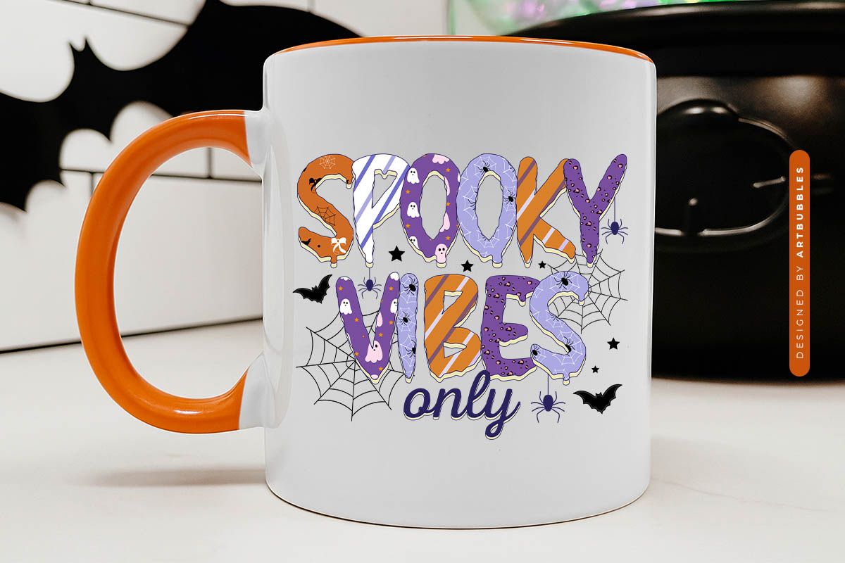 Spooky Vibes Only - Creepy Halloween Sublimation Mug Mockup Image.jpg