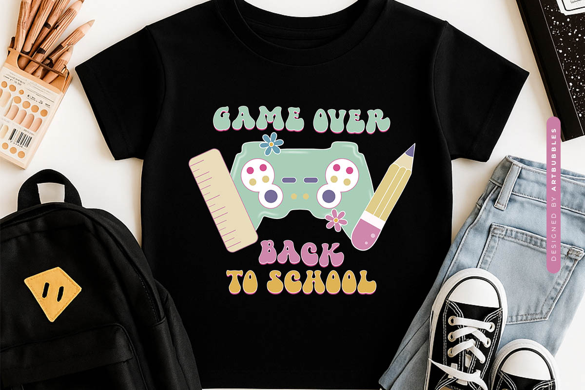Game Over Back to School Retro Sublimation Tshirt Mockup Image.jpg