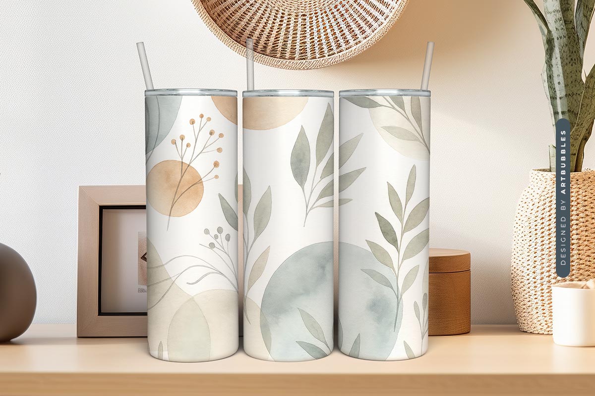 Abstract Boho Leaves Tumbler Wrap Sublimation Image 2.jpg