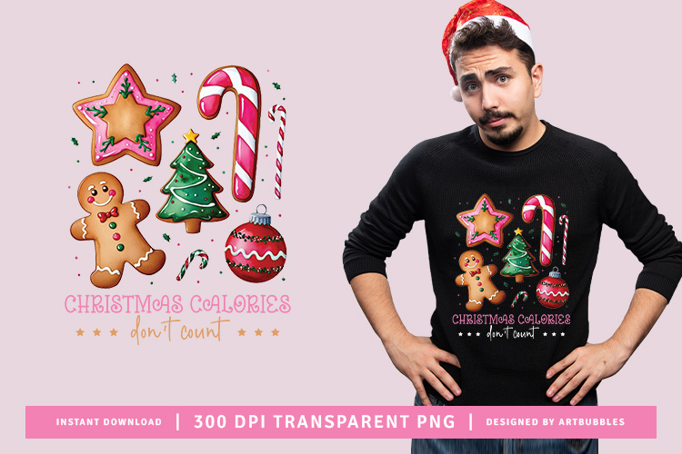 Pink Christmas Calories Don't Count PNG Sublimation Image.jpg
