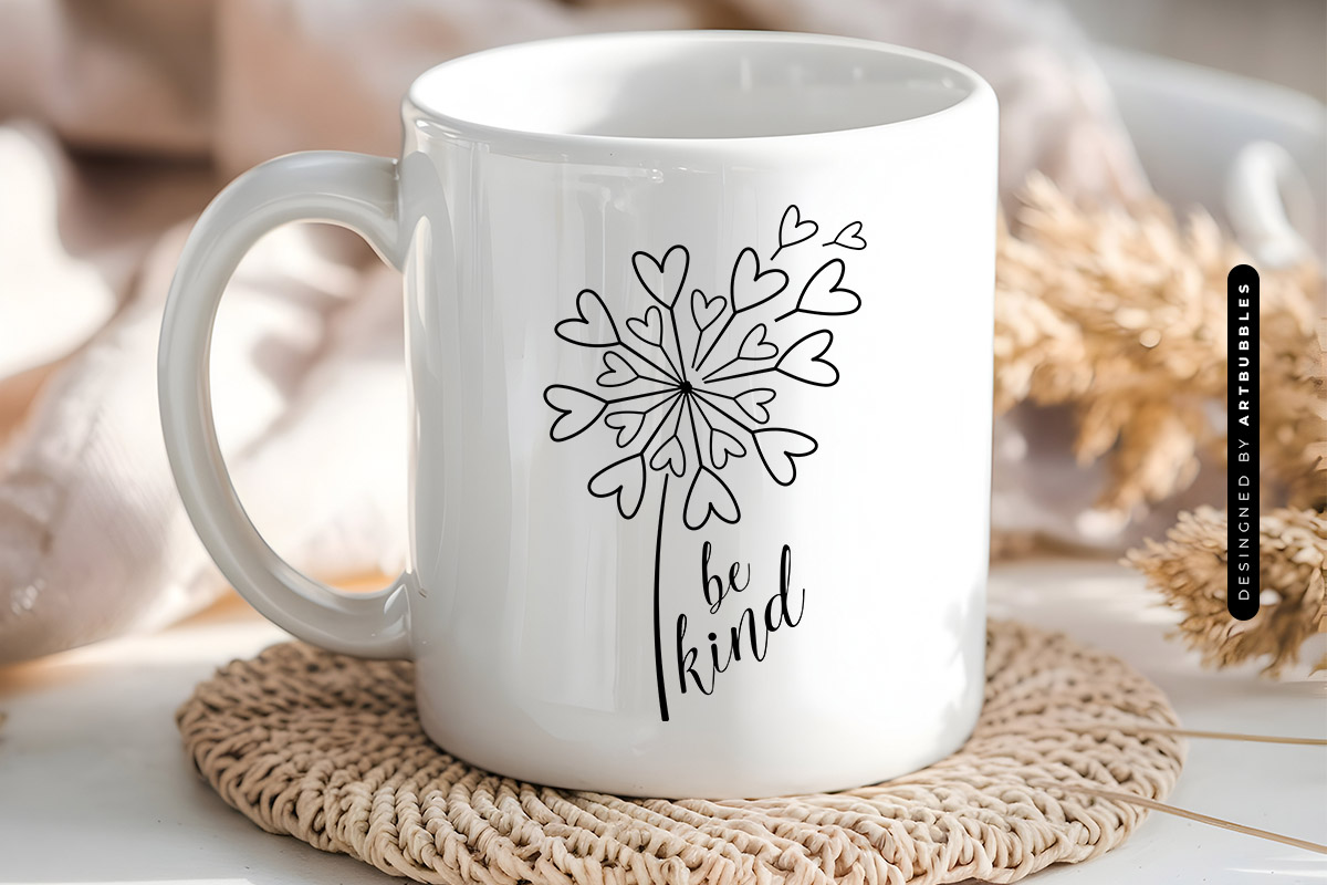 Be Kind - Blowing Dandelion SVG Mug Mockup image.jpg
