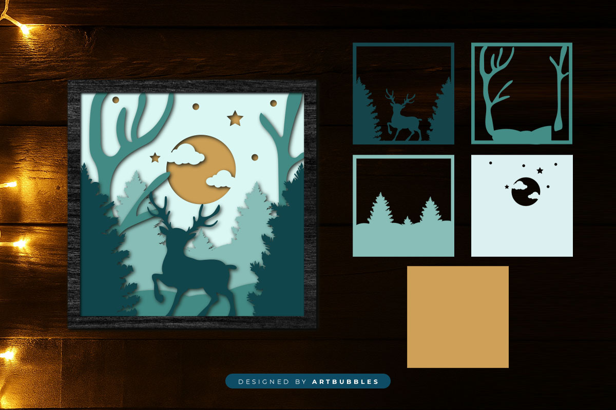 Reindeer Christmas Paper Cut Shadow Box SVG Image 3.jpg