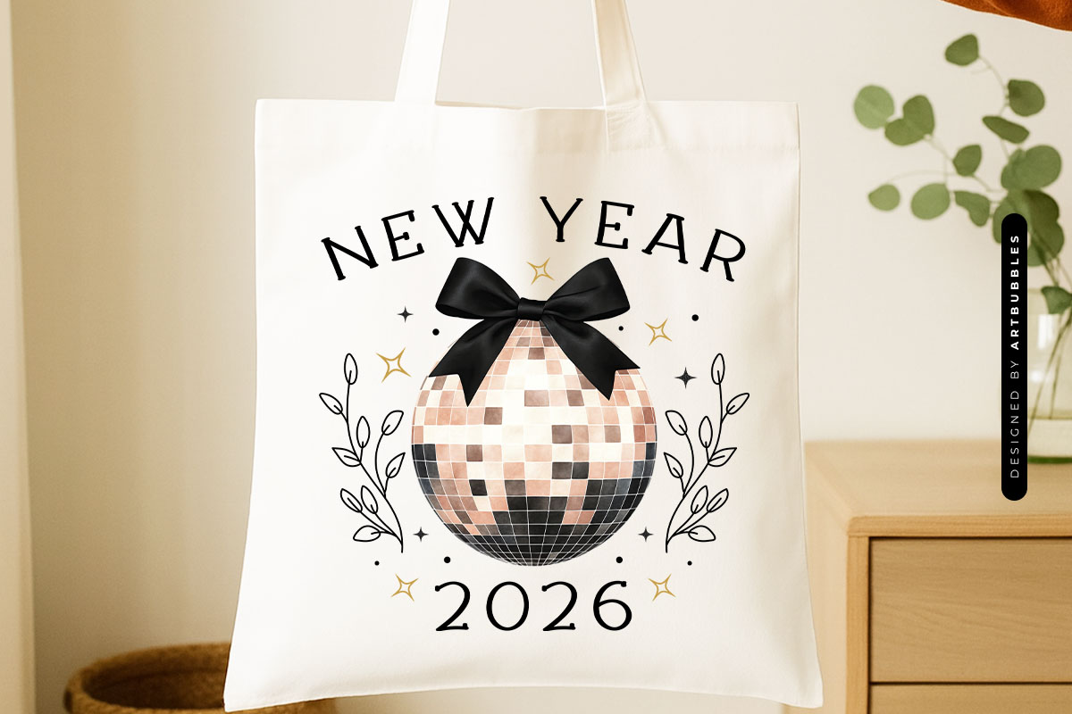 Coquette New Year 2026 Sublimation PNG Tote bag Mockup Image.jpg