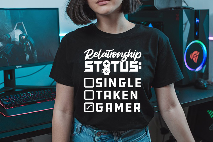 Relationship Status Single Taken Gamer SVG Shirt Mockup Image.jpg