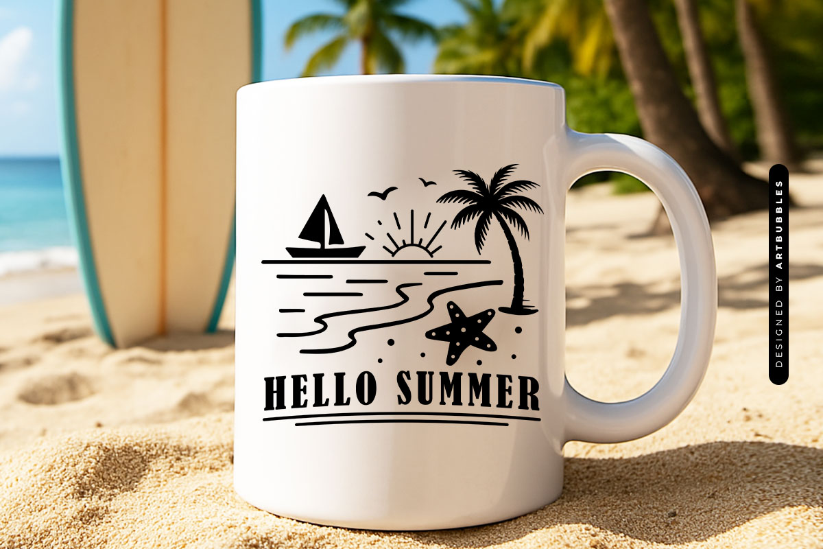 Hello Summer SVG for Cricut and Silhouette Mug Mockup Image.jpg