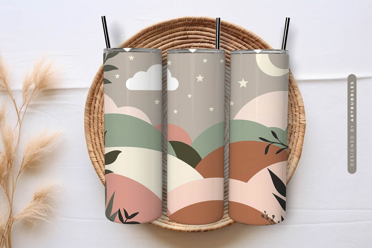 Abstract Boho Neutral Earthy Tumbler Sublimation