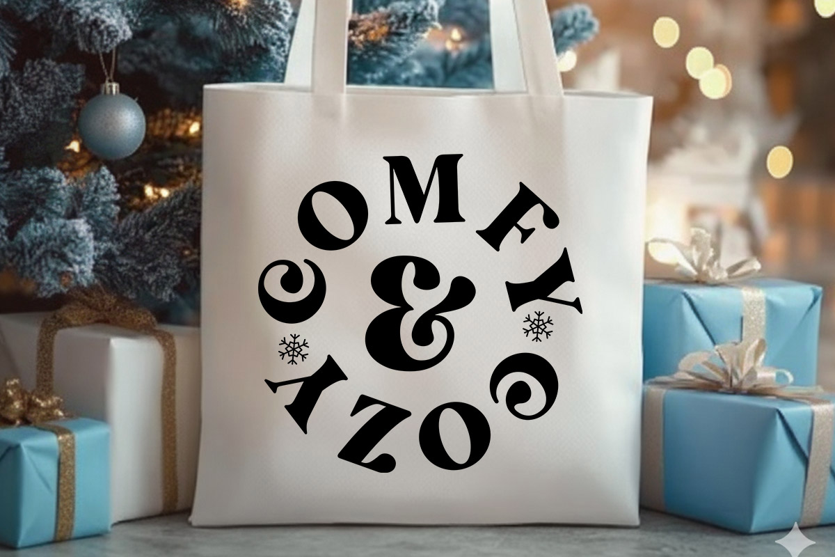 Comfy & Cozy - Winter SVG Cut File Tote bag Mockup Image.jpg