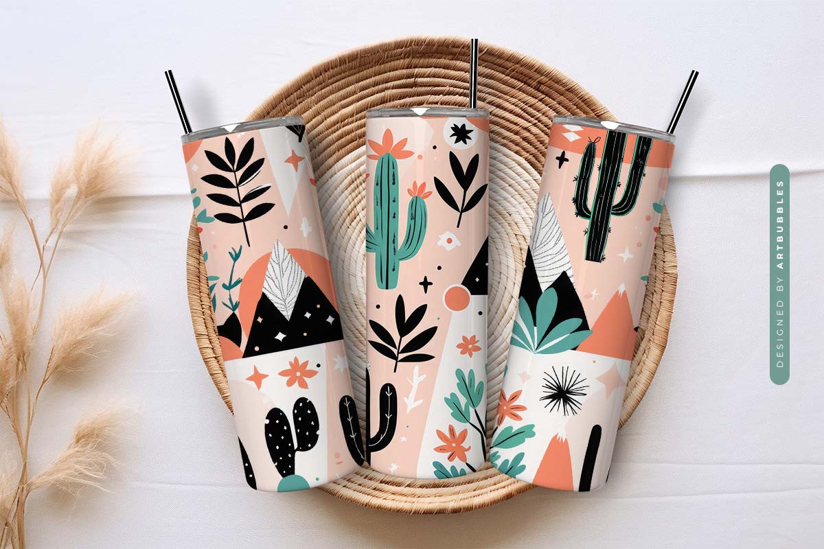 Boho Cactus 20oz Tumbler Wrap Sublimation image 3.jpg