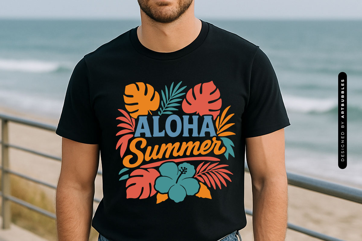 Boho Floral Aloha Summer SVG Tshirt Mockup Image.jpg