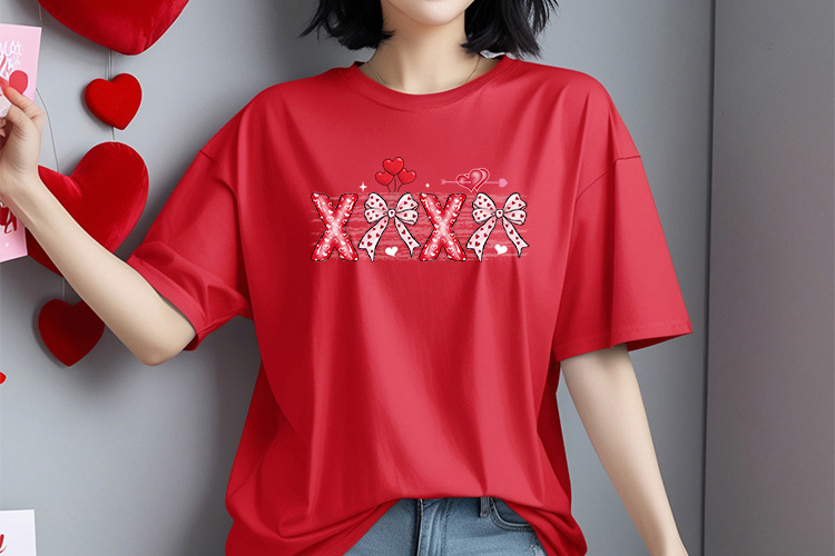 Xoxo Coquette Valentine's Day PNG Sublimation Shirt Mockup Image.jpg