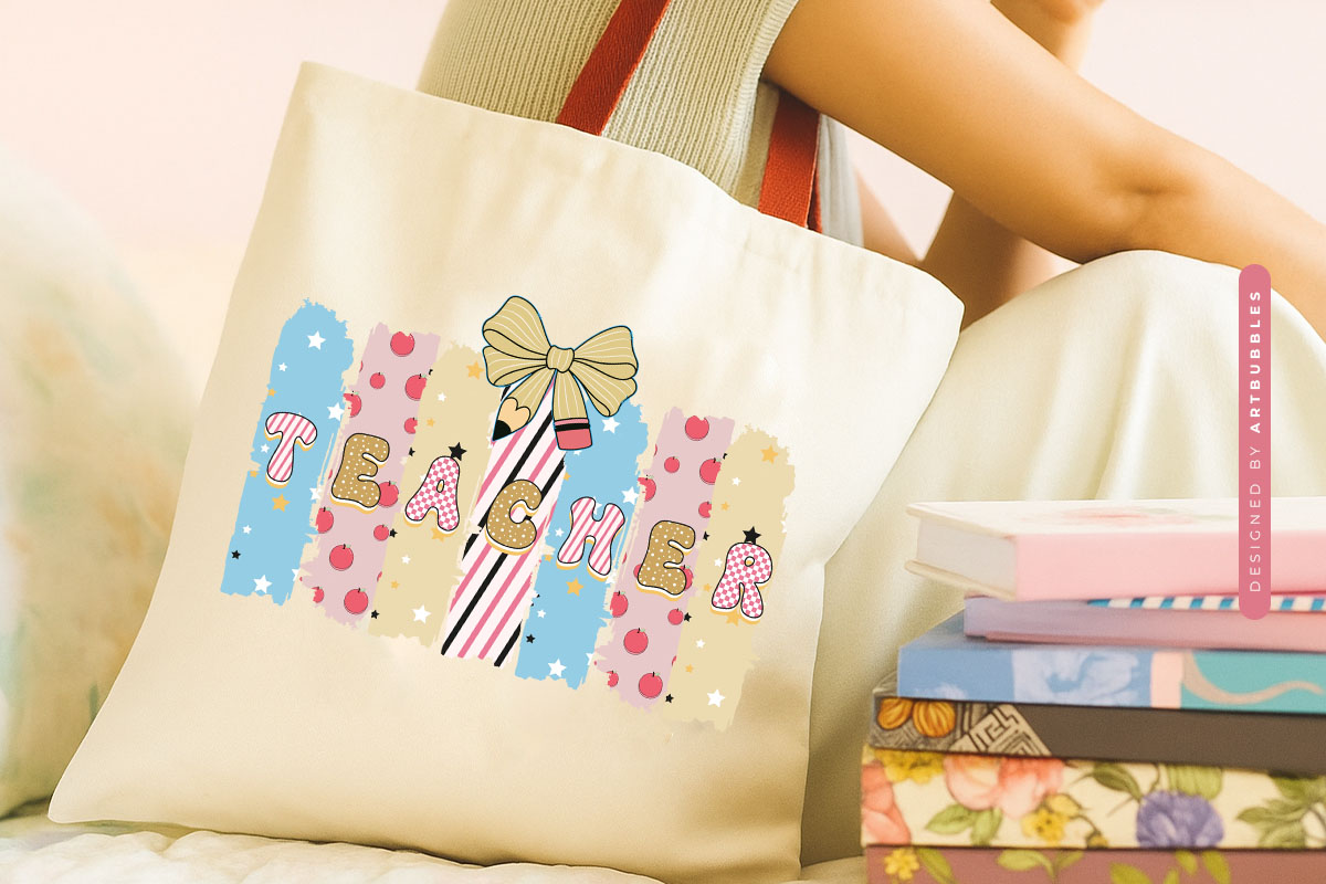 Retro Teacher Sublimation Print Tote bag Mockup Image.jpg