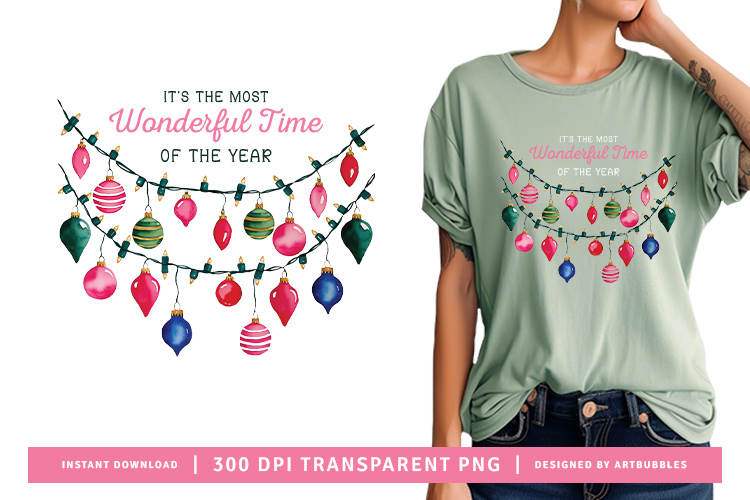 Most Wonderful Time of the Year - Pink Christmas Sublimation Image.jpg