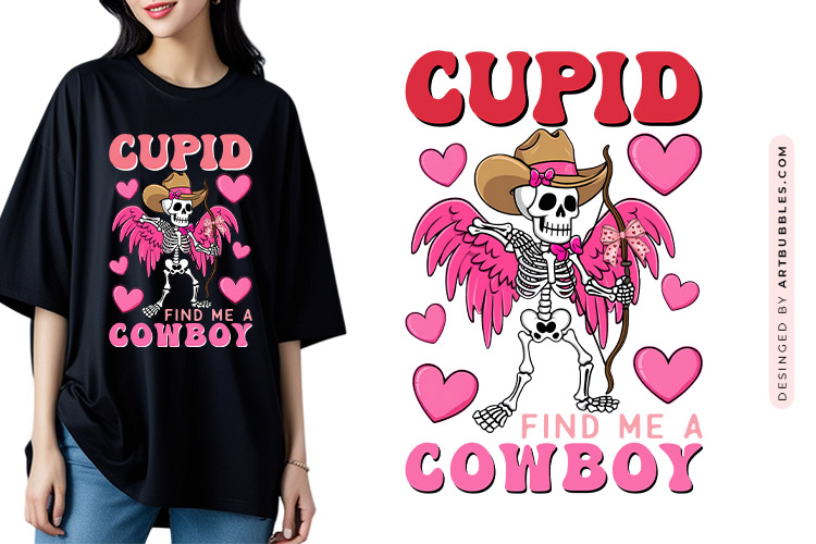 Coquette Valentine Sublimation Png - Cupid Find Me A Cowboy Image.jpg