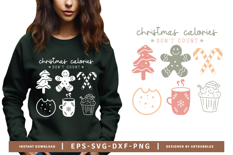 Boho Christmas Calories Don't Count SVG Design Image.jpg